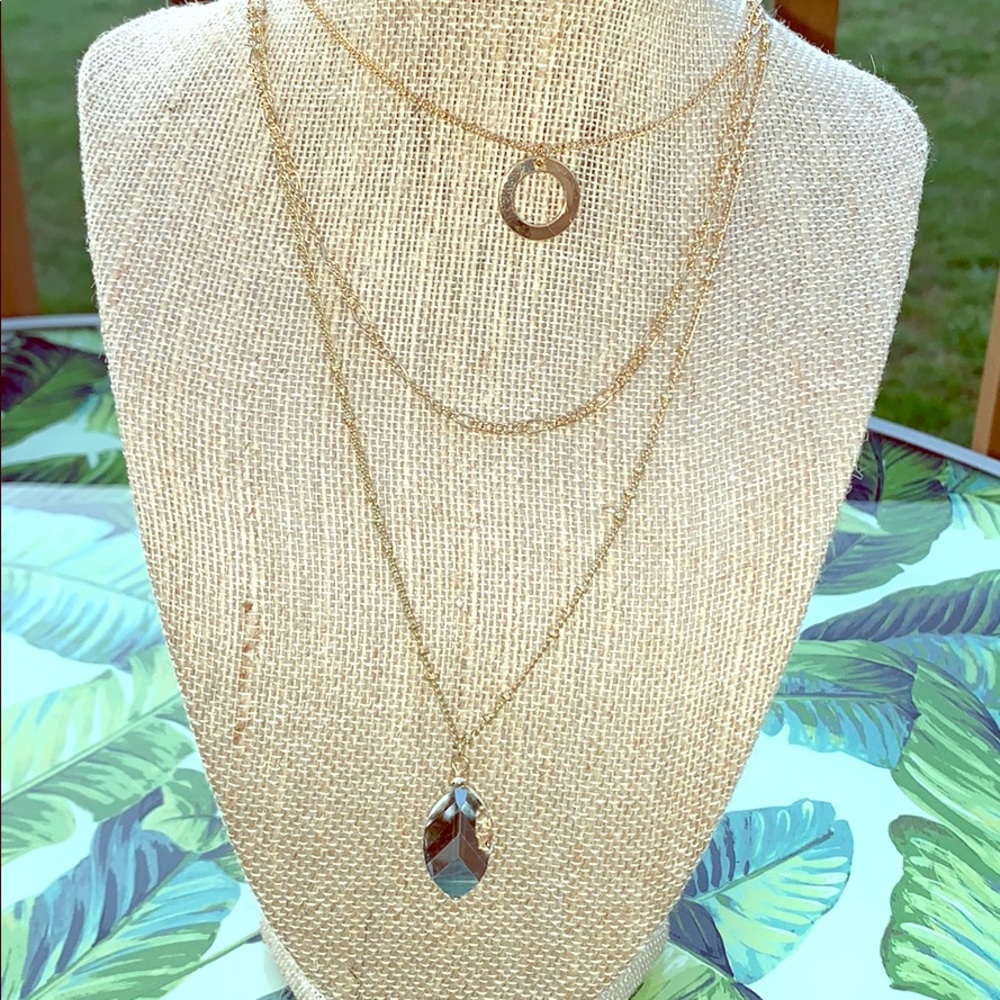 layered crystal drop necklace